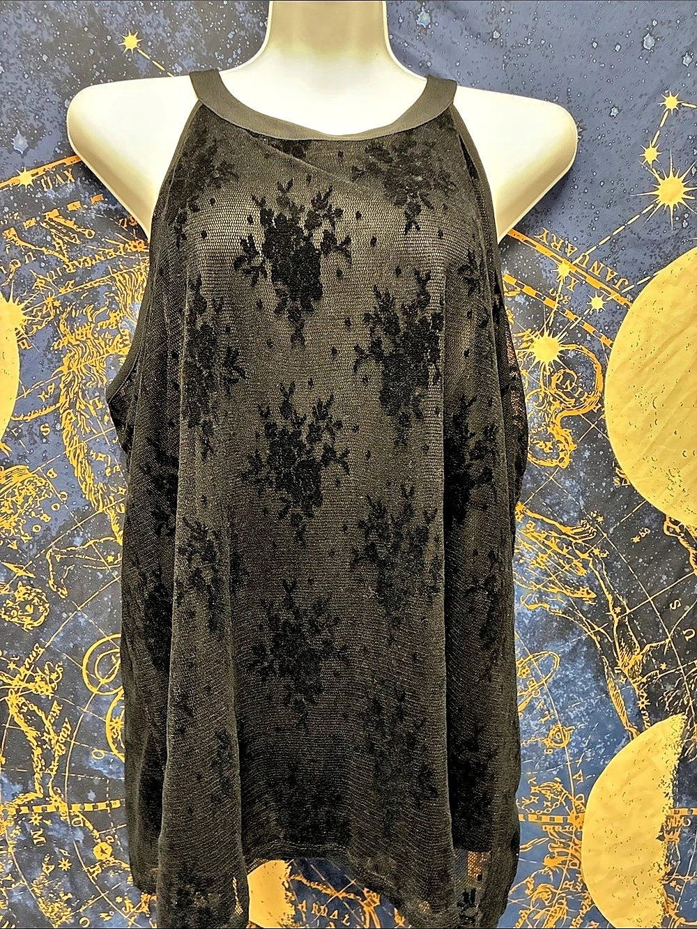 Worthington Floral Lace Tank Top Black Size 0X NWT